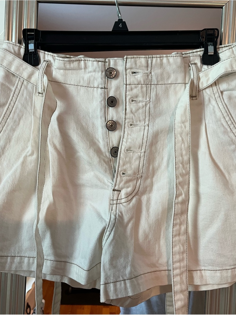 Women's Abercrombie and Fitch High-Waist Button-Front Off-White Shorts